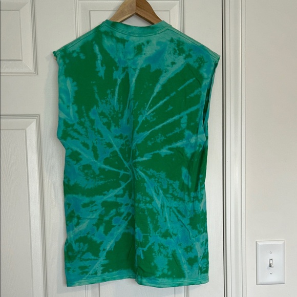 Green Tie-Dye Kids Shirt with Mushroom Design - Picture 4 of 8